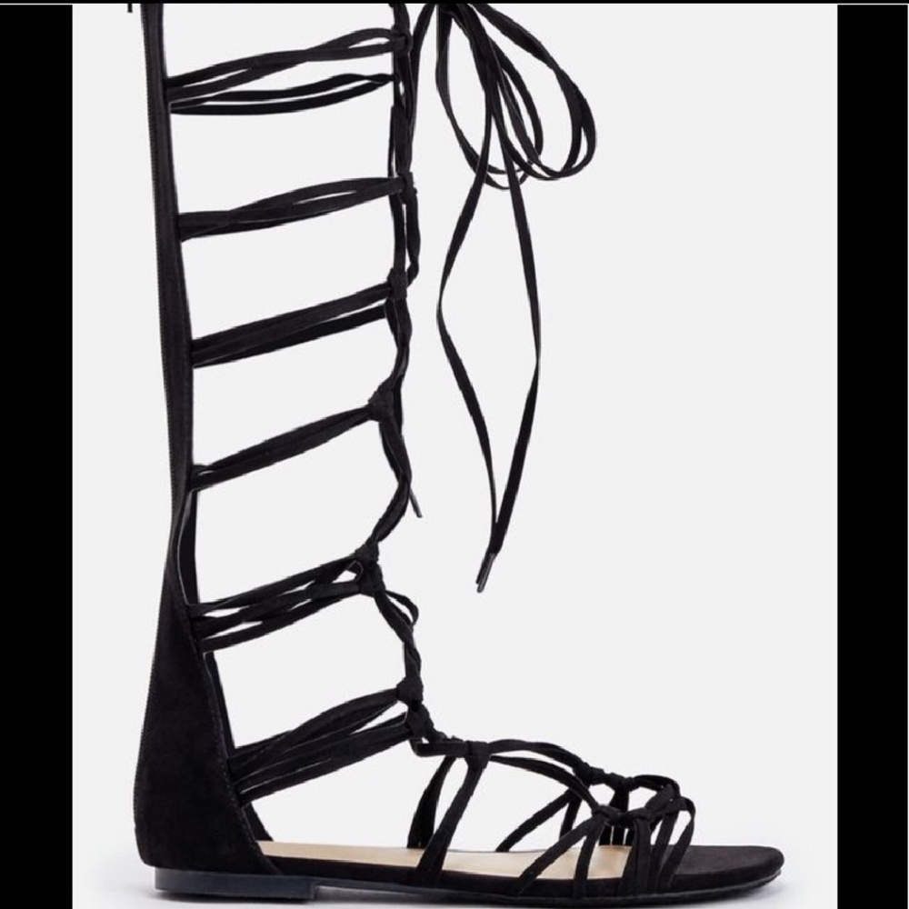 Black knee high gladiator sandals